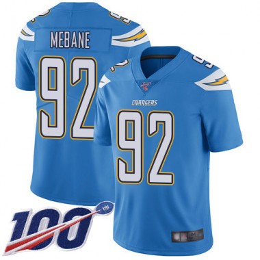 Los Angeles Chargers NFL Football Brandon Mebane Electric Blue Jersey Men Limited #92 Alternate 100th Season Vapor Untouchable